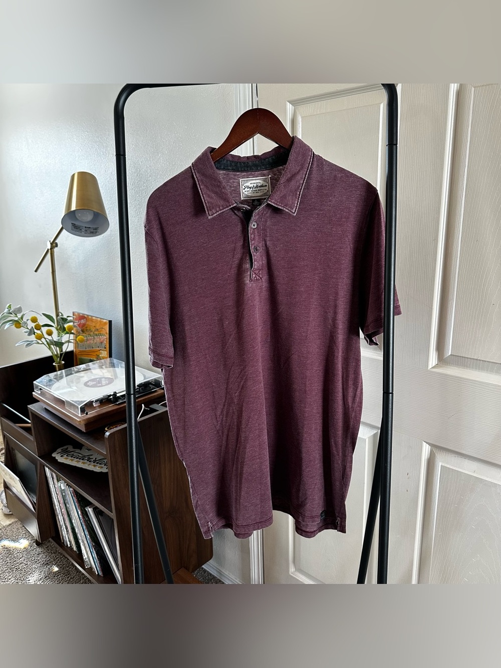 Vintage-Style Men's Polo in Deep Burgundy Heather 🦋